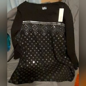 ⚫️  - Croft & Barrow Bling Long Sleeve Top XXL NWT